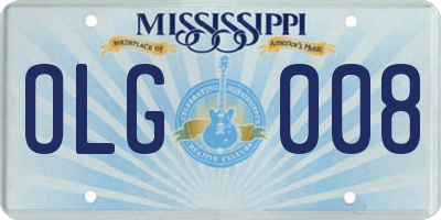 MS license plate OLG008
