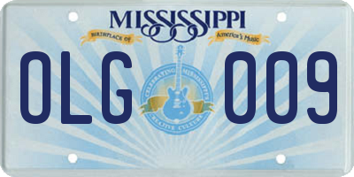 MS license plate OLG009