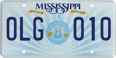 MS license plate OLG010