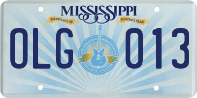 MS license plate OLG013