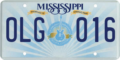 MS license plate OLG016