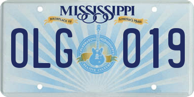 MS license plate OLG019
