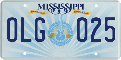 MS license plate OLG025
