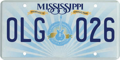 MS license plate OLG026