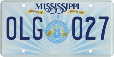 MS license plate OLG027
