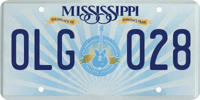 MS license plate OLG028