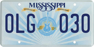 MS license plate OLG030