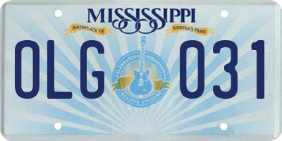 MS license plate OLG031