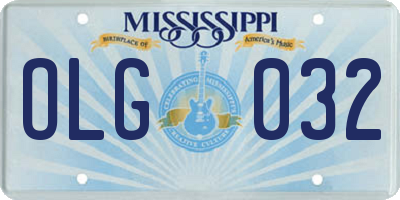 MS license plate OLG032