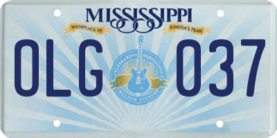 MS license plate OLG037