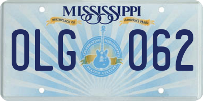 MS license plate OLG062
