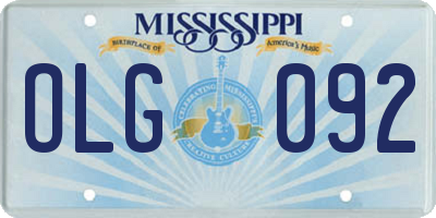 MS license plate OLG092