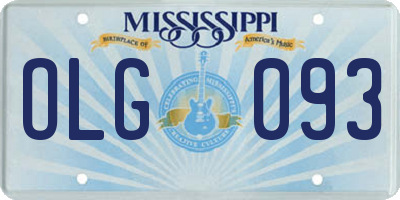 MS license plate OLG093