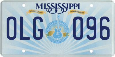 MS license plate OLG096
