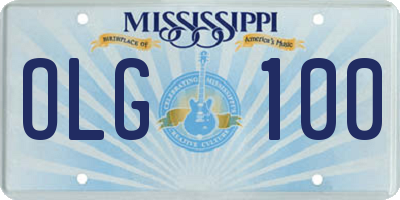 MS license plate OLG100