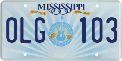MS license plate OLG103