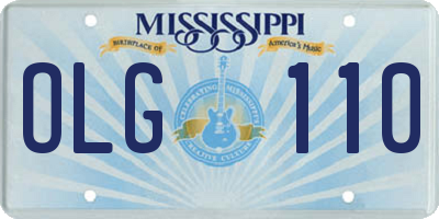 MS license plate OLG110