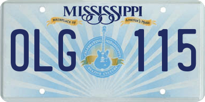 MS license plate OLG115