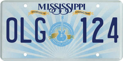 MS license plate OLG124