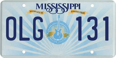 MS license plate OLG131
