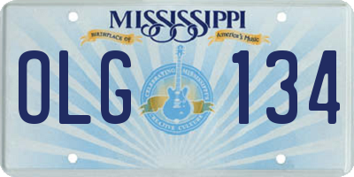 MS license plate OLG134