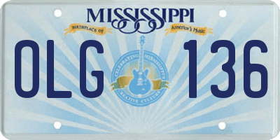 MS license plate OLG136