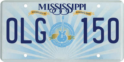 MS license plate OLG150