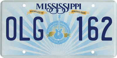MS license plate OLG162