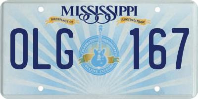 MS license plate OLG167