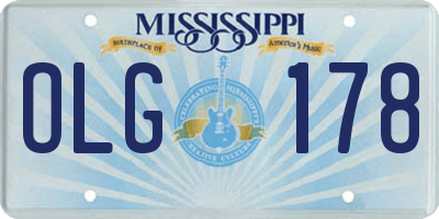 MS license plate OLG178