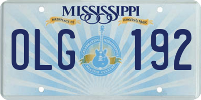 MS license plate OLG192