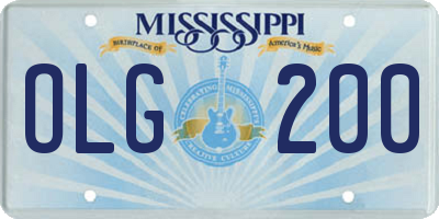 MS license plate OLG200