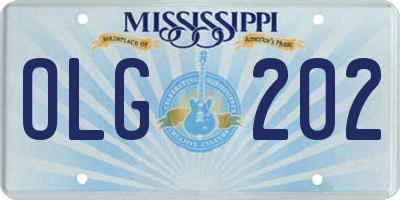 MS license plate OLG202