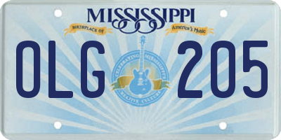 MS license plate OLG205