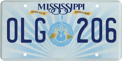 MS license plate OLG206