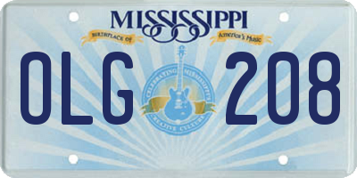 MS license plate OLG208