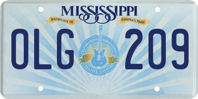 MS license plate OLG209