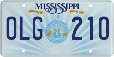 MS license plate OLG210