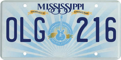 MS license plate OLG216