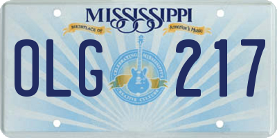 MS license plate OLG217