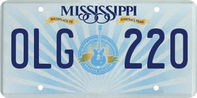 MS license plate OLG220