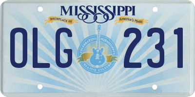MS license plate OLG231