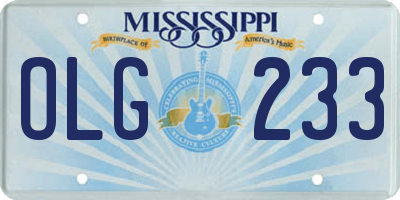 MS license plate OLG233
