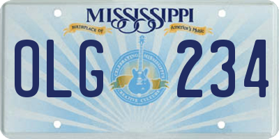 MS license plate OLG234
