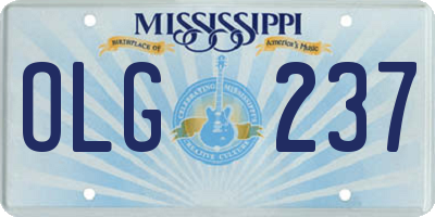 MS license plate OLG237