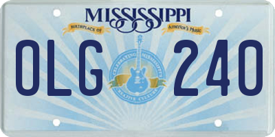 MS license plate OLG240