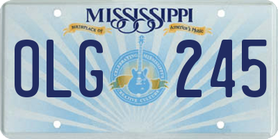 MS license plate OLG245