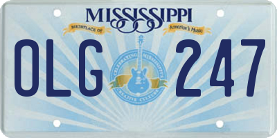 MS license plate OLG247