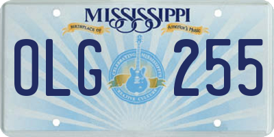 MS license plate OLG255