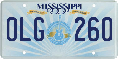 MS license plate OLG260